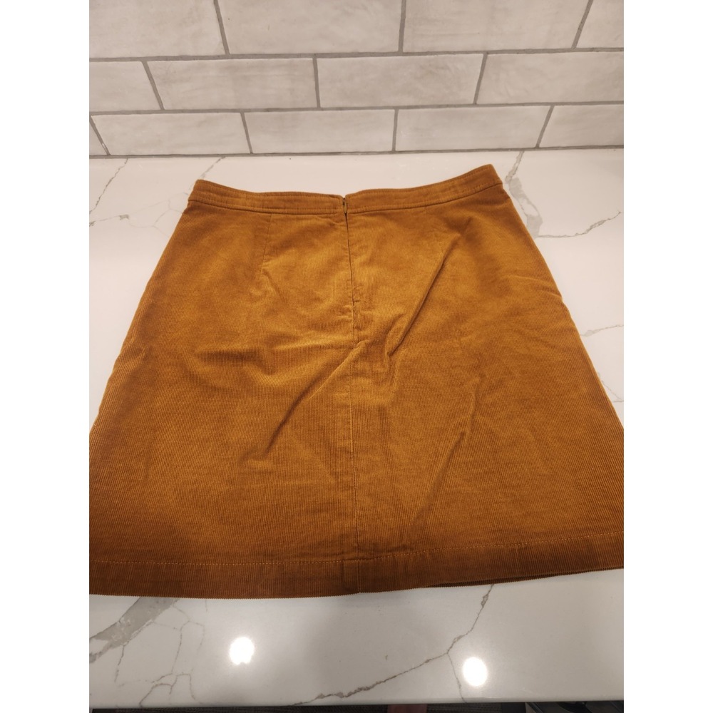 J. Crew Brown Corduroy 6‎ Button Mustard Brown Zip Back Lined Mini Skirt Size 8 - Picture 3 of 12